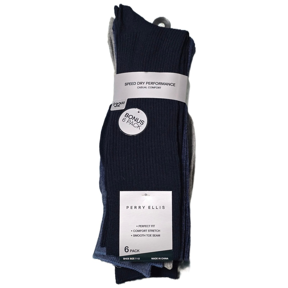 Perry Ellis Men Speed Dry Casual Comfort Socks 6 Shoe Size‎ 7-12 New
(AH)